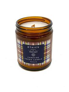 Ethics Supply Co. Campfire Cocoa Candle with Wooden Wick and Natural Aprocot wax